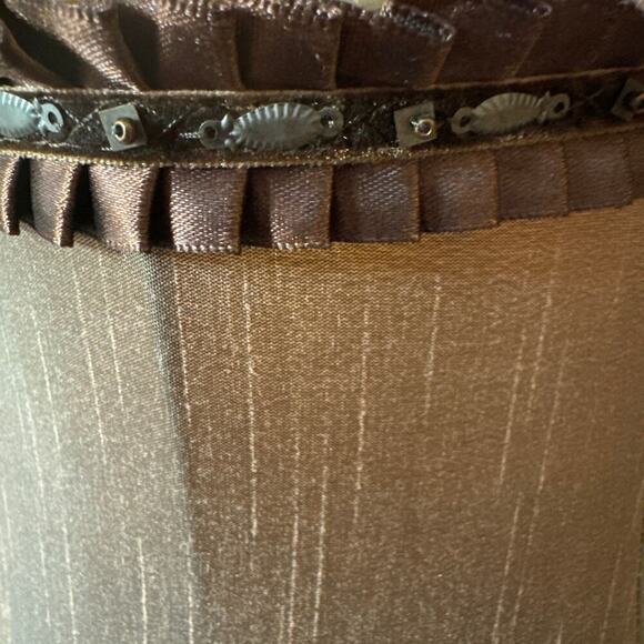 Antique Brown Lamp Shade Silk Metal Embellished Ribbon - Picture 2 of 11